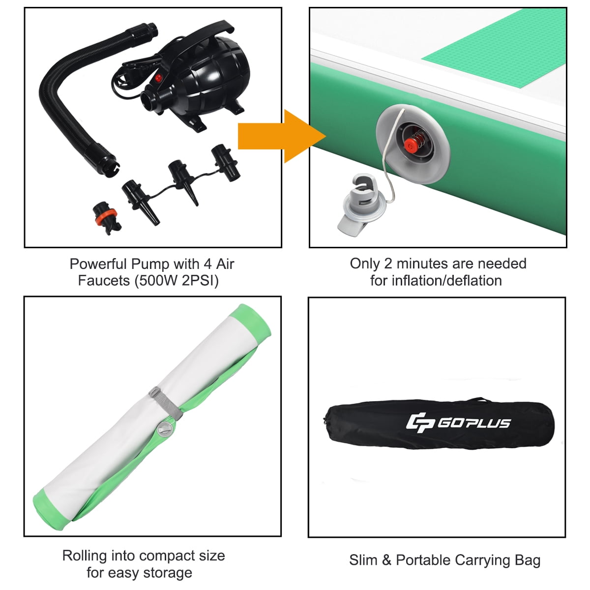 Goplus 13FT Air Track Inflatable Gymnastics Tumbling Mat w/ Pump Green