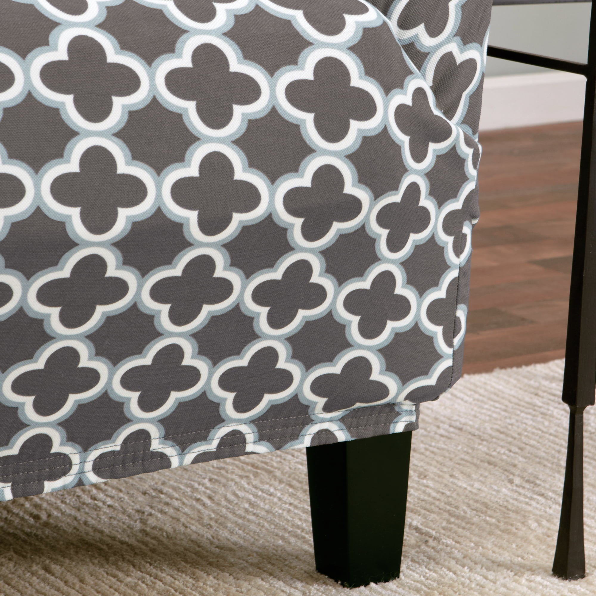 Great Bay Home Stretch Printed Washable Recliner Slipcover  (Recliner, Charcoal)