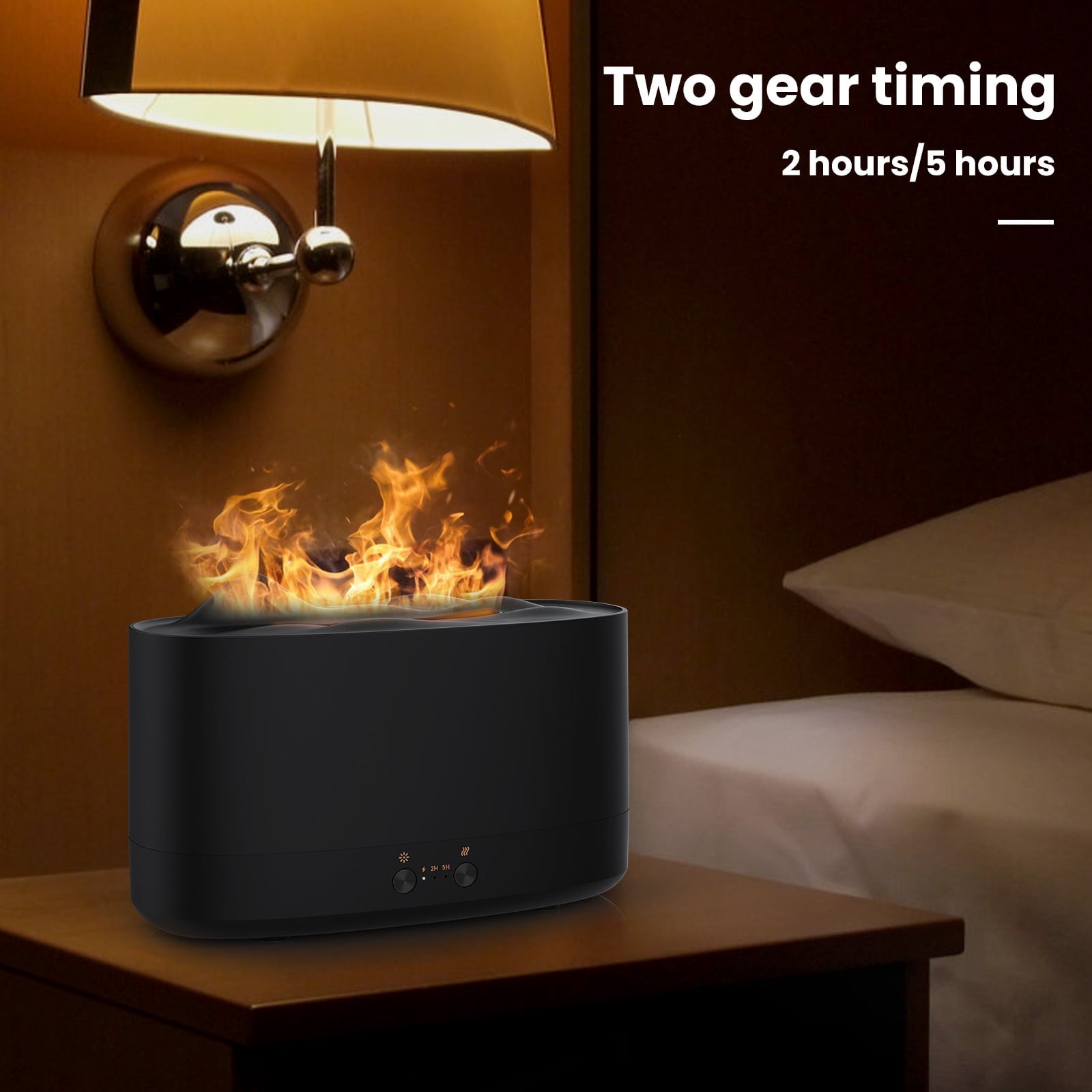 VAVSEA Flame Diffuser Humidifier with Flame Light, 3 Flame Colors Essential Oil Diffuser, Waterless Auto Shut-Off, Time Setting for Home, Office, Room