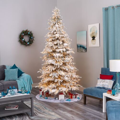 9' Flocked Grand Northern Rocky Fir Pre Lighted Christmas Tree w/8208 LED Lights