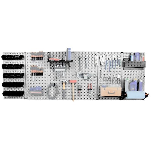 32 in. x 96 in. Metal Pegboard Master Workbench Tool Organizer with Gray Pegboard and Black Accessories