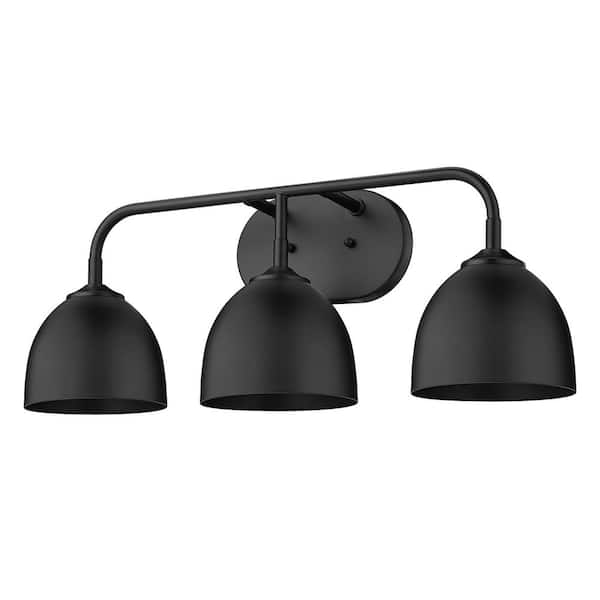 Zoey 8 in. 3-Light Matte Black Vanity Light
