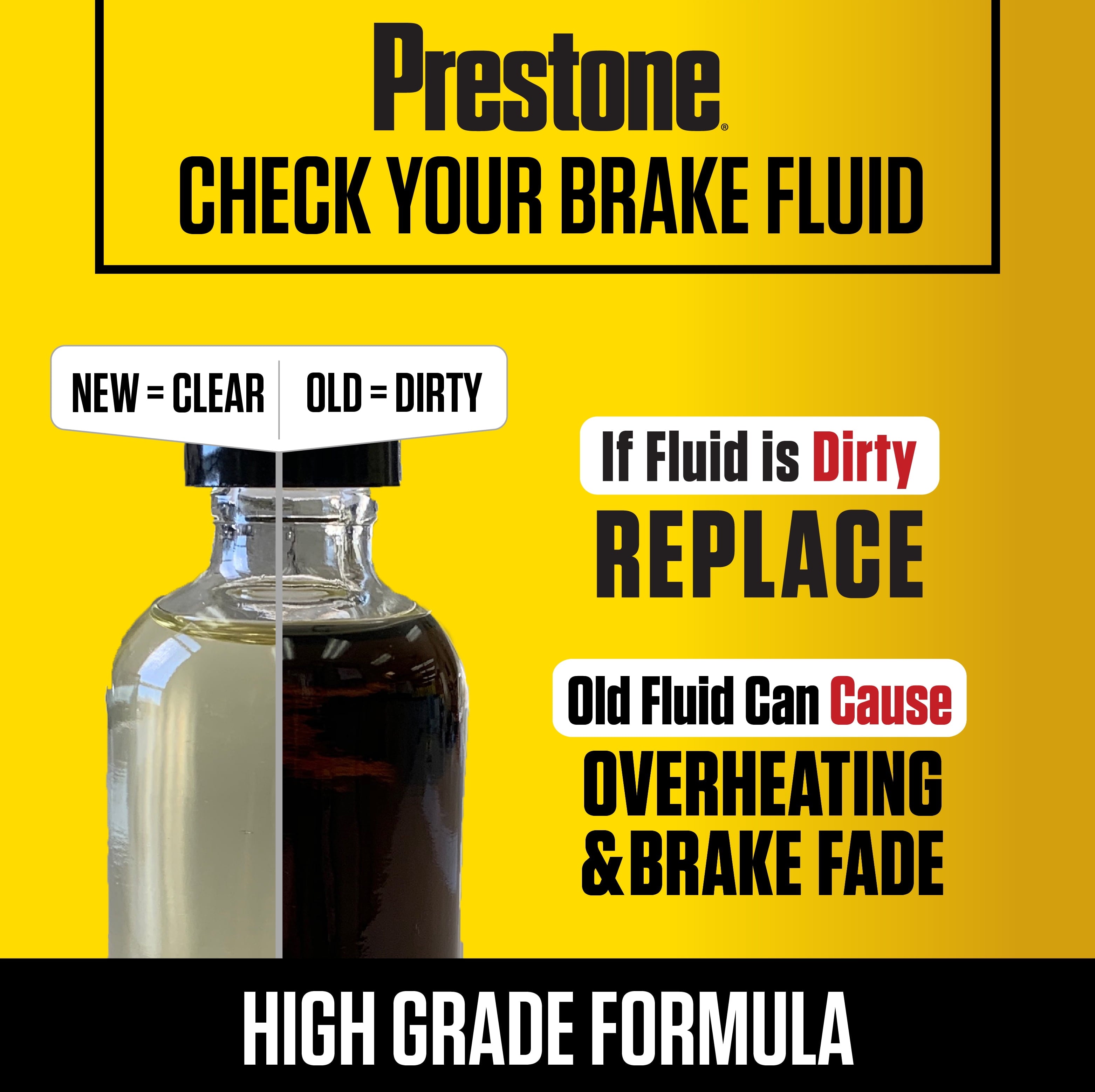 Prestone Synthetic Hi Temp DOT 3 Brake Fluid, 12OZ