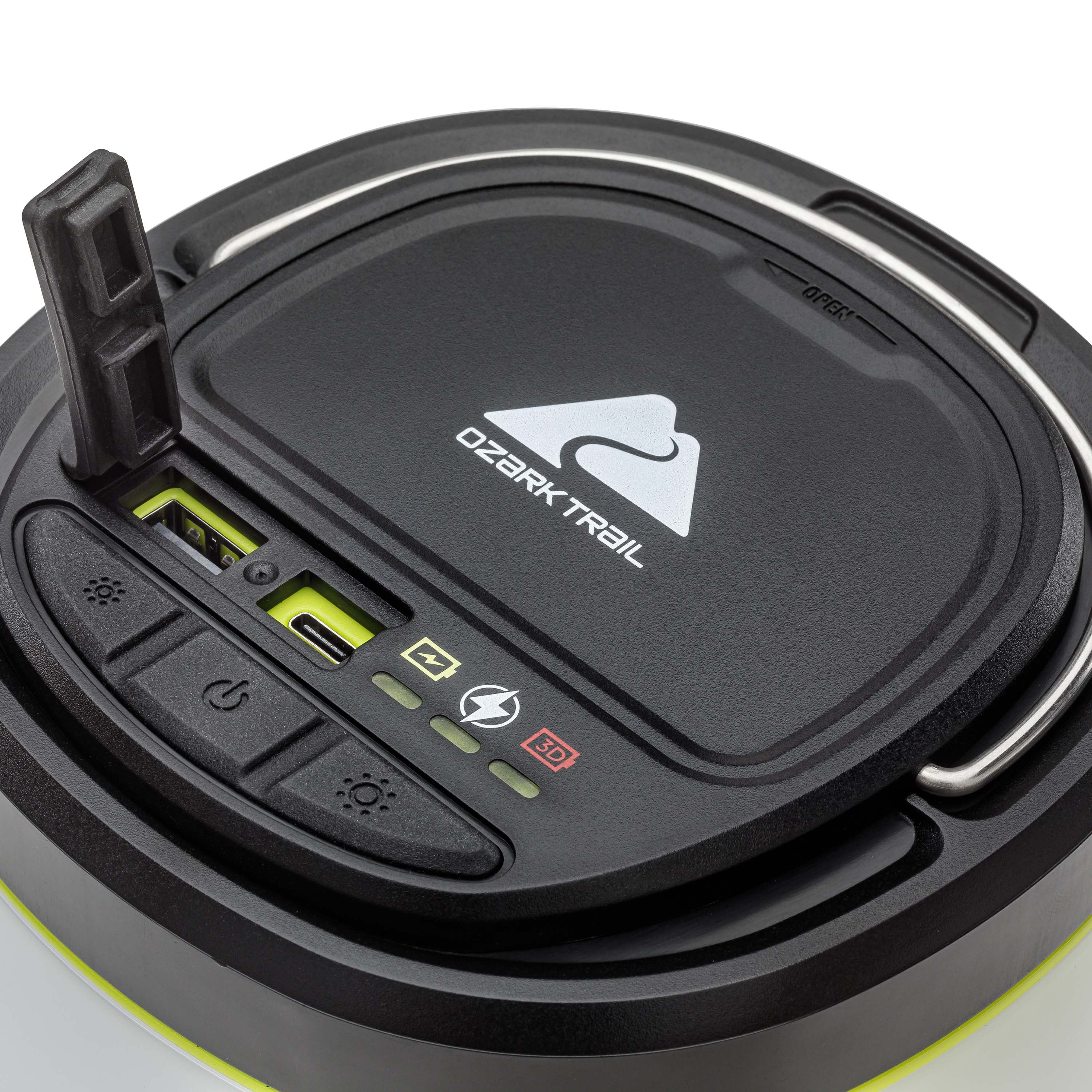 Ozark Trail 750 Lumen Hybrid Power LED Camping Lantern, Built-in Rechargeable & 3D Batteries