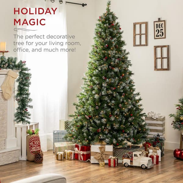 6 ft. Pre-Lit Incandescent Flocked Pre-Decorated Artificial Christmas Tree with 250 Warm White Lights