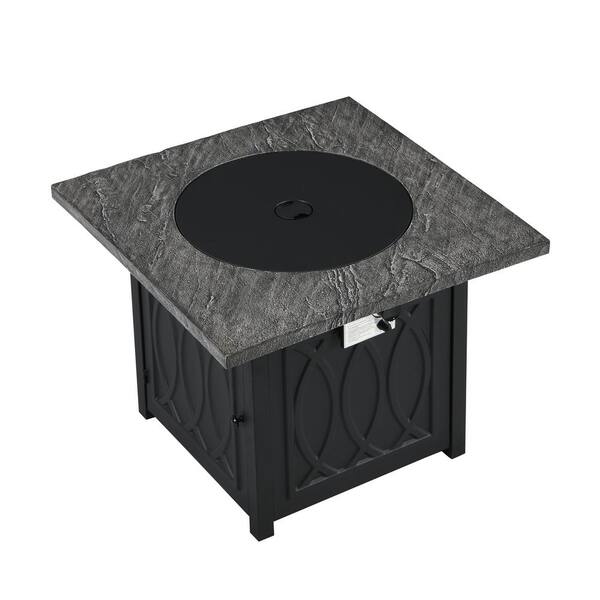 32 in. Metal 50,000 BTU Propane Fire Pit Table Patio Gas Fire Pit with Lid and Lava Rock