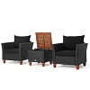 Gymax 3PCS Patio Rattan Conversation Set Outdoor Furniture Set w/ Navy Cushions