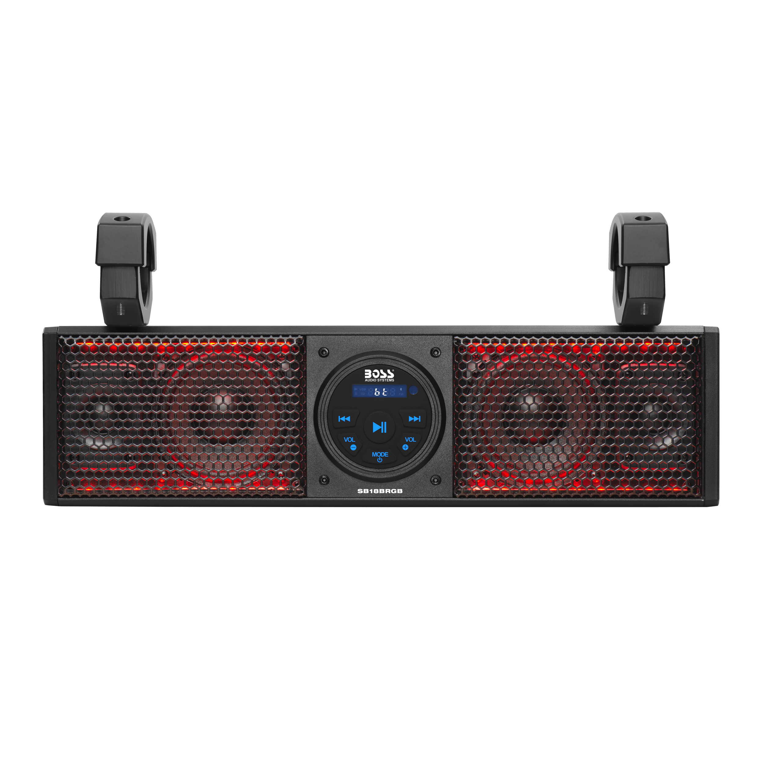 BOSS Audio Systems SB18BRGB ATV UTV Sound Bar System - 18 inches Wide, IPX5 Rated Weatherproof, Bluetooth Audio, Amplified, 4 inch Speakers, 1 inch Tweeters, USB Port, RGB Multicolor Illumination