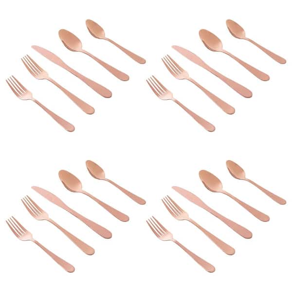 Stravida 20-Piece Flatware Set in Rose Gold Stainless Steel Service Set For 4