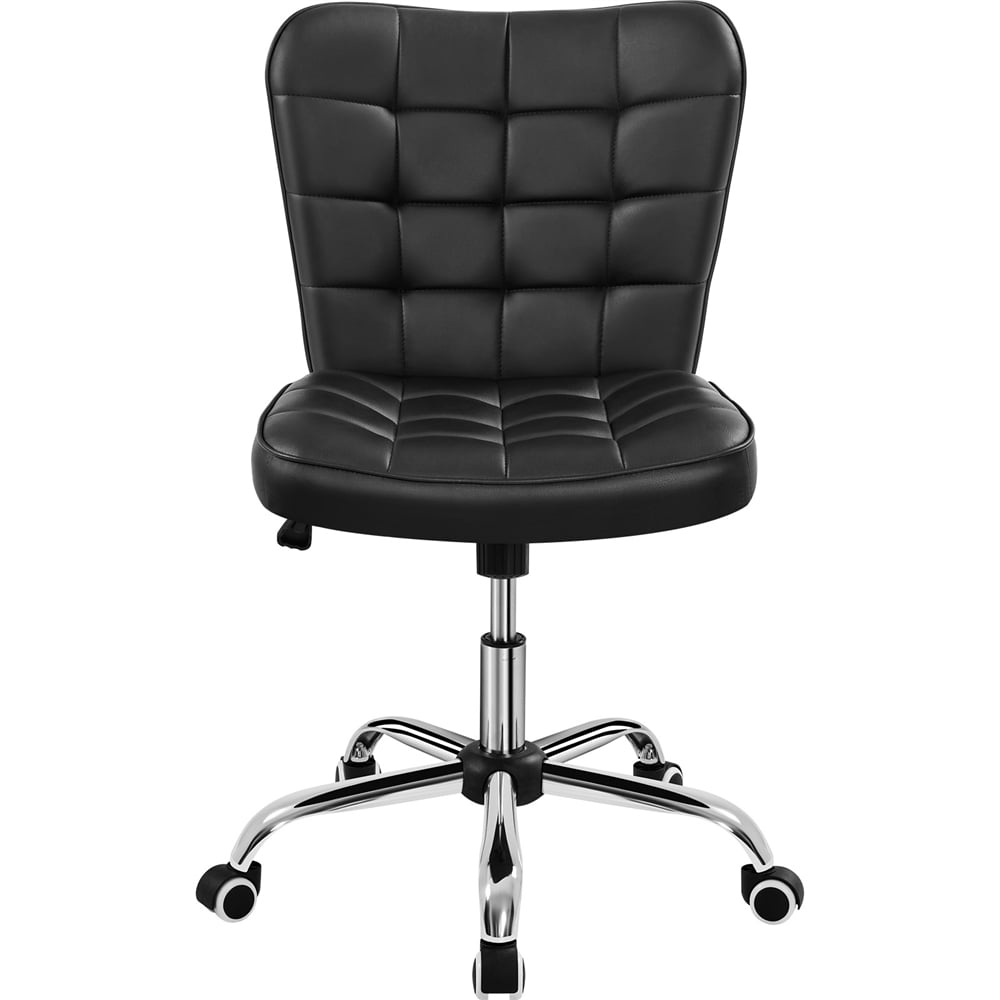 Yaheetech Modern Faux leather Tufted Armless Office Chair,Black
