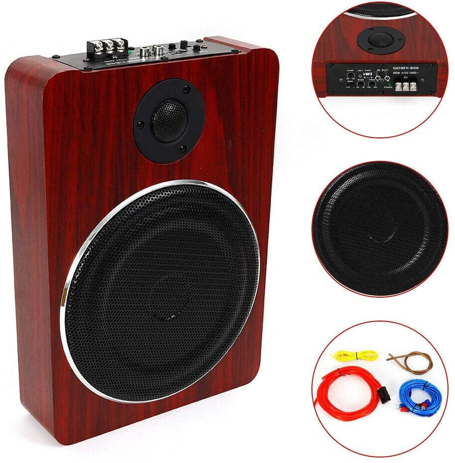 OUKANING Under Seat Car Active Sub Woofer Speaker Stereo Bass Audio Powered Amp 12V 600W