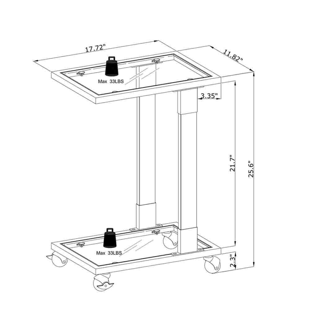 Gewnee Acrylic End Table,Removale Side Table with Tempered Glass Shelves,Chrome