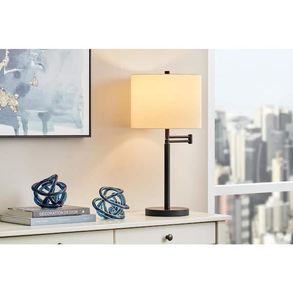 Whitworth 24.5 in. Black Accent Lamp with Swing Arm and USB Port