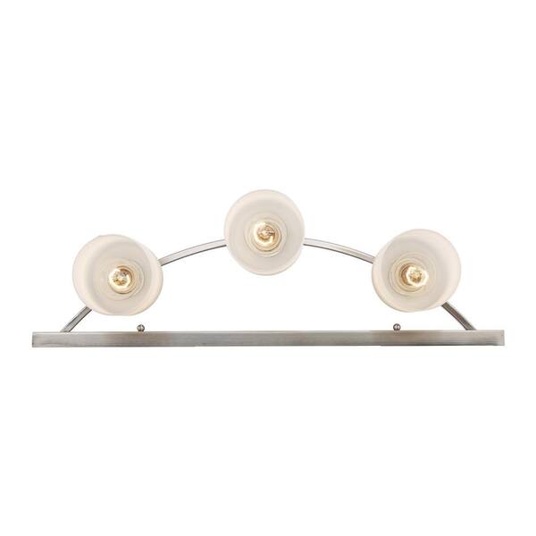 Moonlight 24-in. 3-Light Brushed Nickel Bathroom Vanity Light Fixture with Frosted Glass
