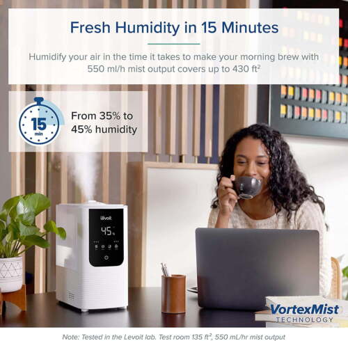 Levoit Smart Cool and Warm Mist Top Fill Humidifier with Aromatherapy, 4.5L