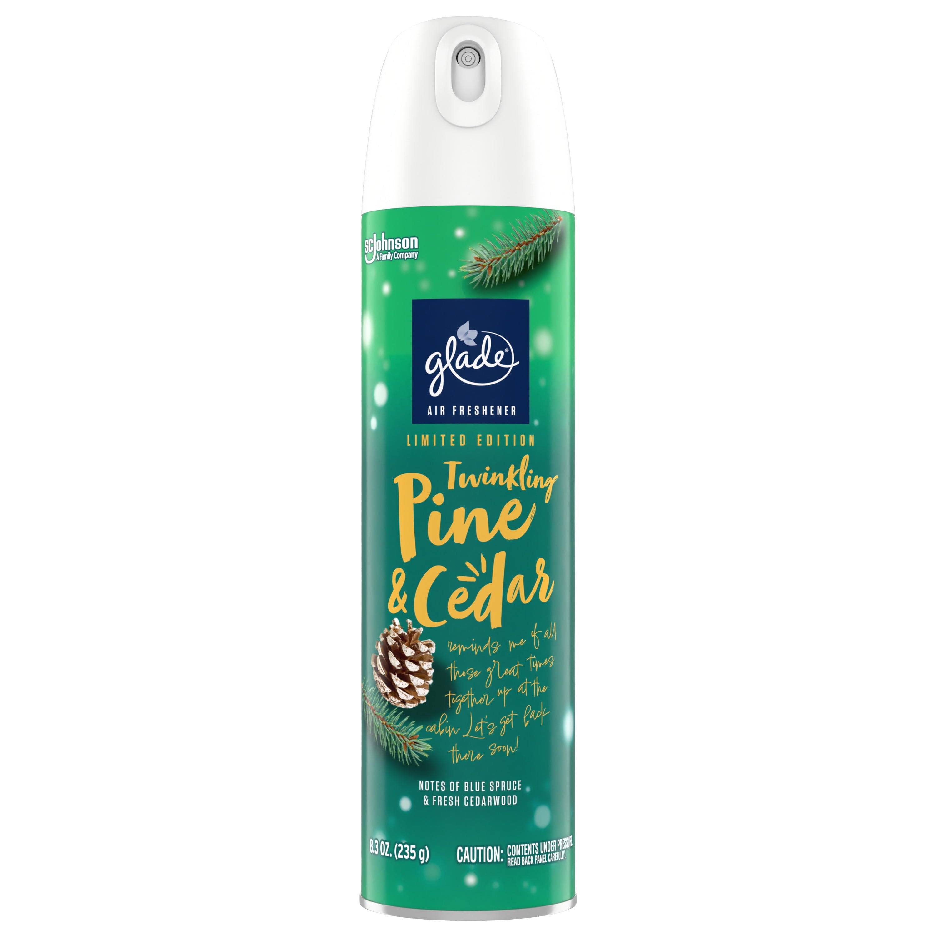 Glade Air Freshener, Aerosol Room Spray, Twinkling Pine & Cedar, 8.3 oz