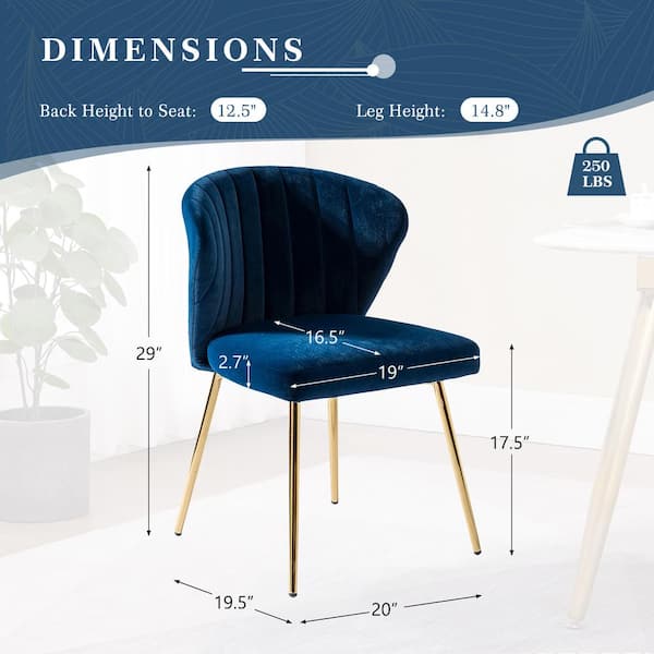 Olinto Modern Navy Velvet Channel Tufted Side Chair with Metal Legs (Set of 4)