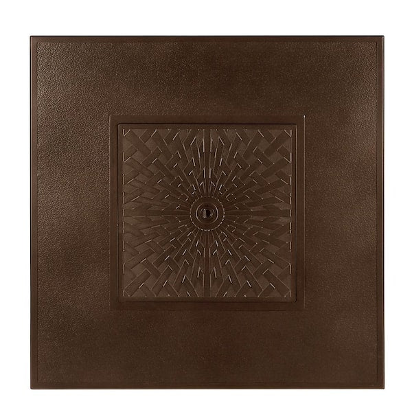 42 in. x 42 in. Brown Square Aluminum Propane Fire Pit Table with Glass Beads, 2 Covers, Lid, 55,000 BTUs