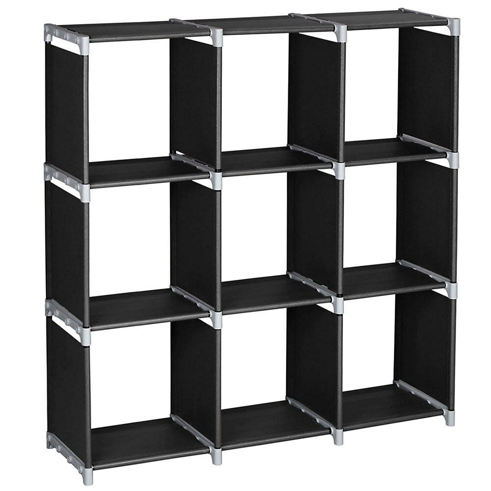 Zimtown 3 Tier Plastic Storage Closet Organizer Shelf 9 Cube Cabinet Bookcase Black