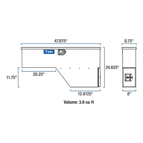 48 in. Bright Aluminum Passenger-Side Truck Fender Tool Box (Heavy Packaging)