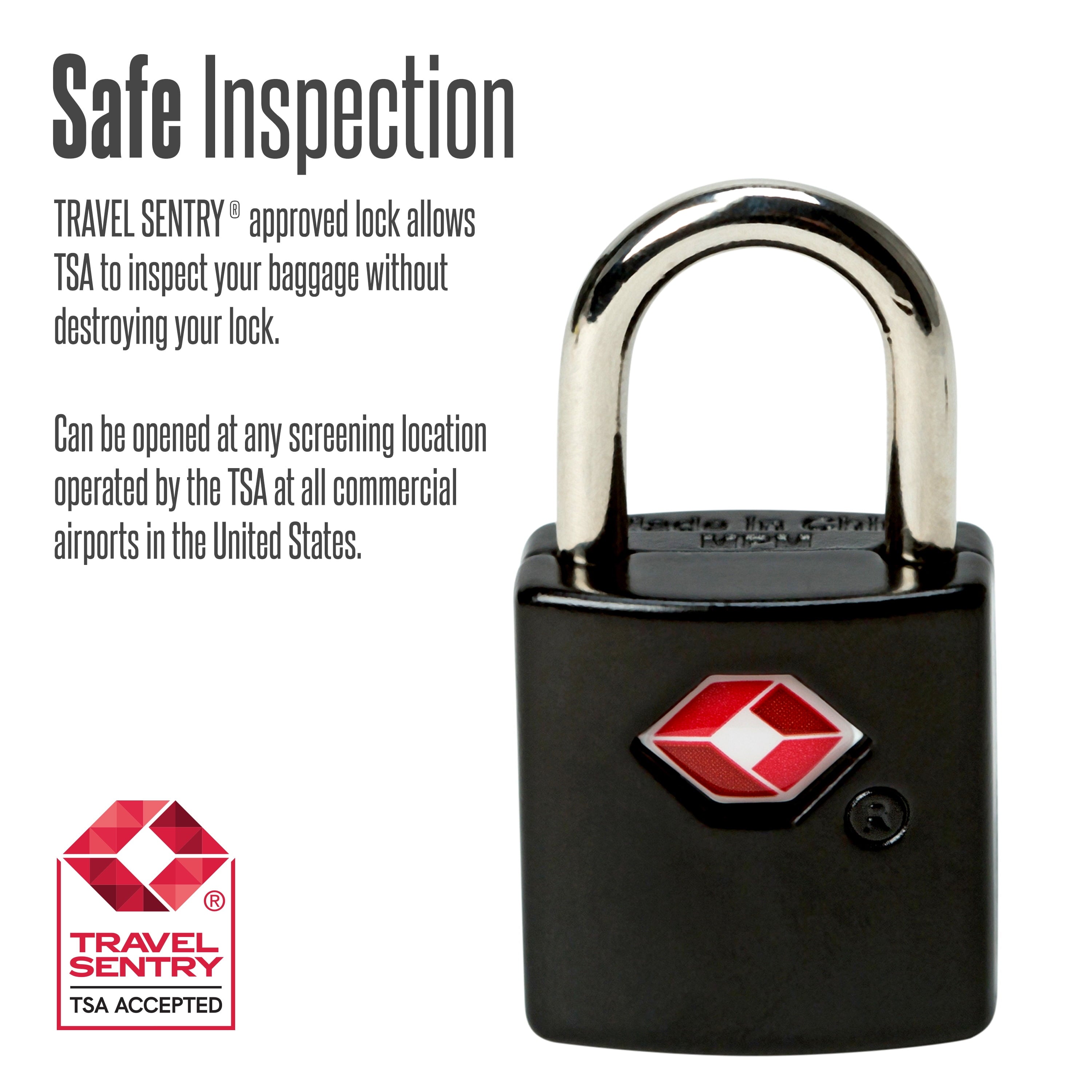 Protege 2 Pack Travel Zinc Alloy Suitcase Luggage Locks with Keys, Black