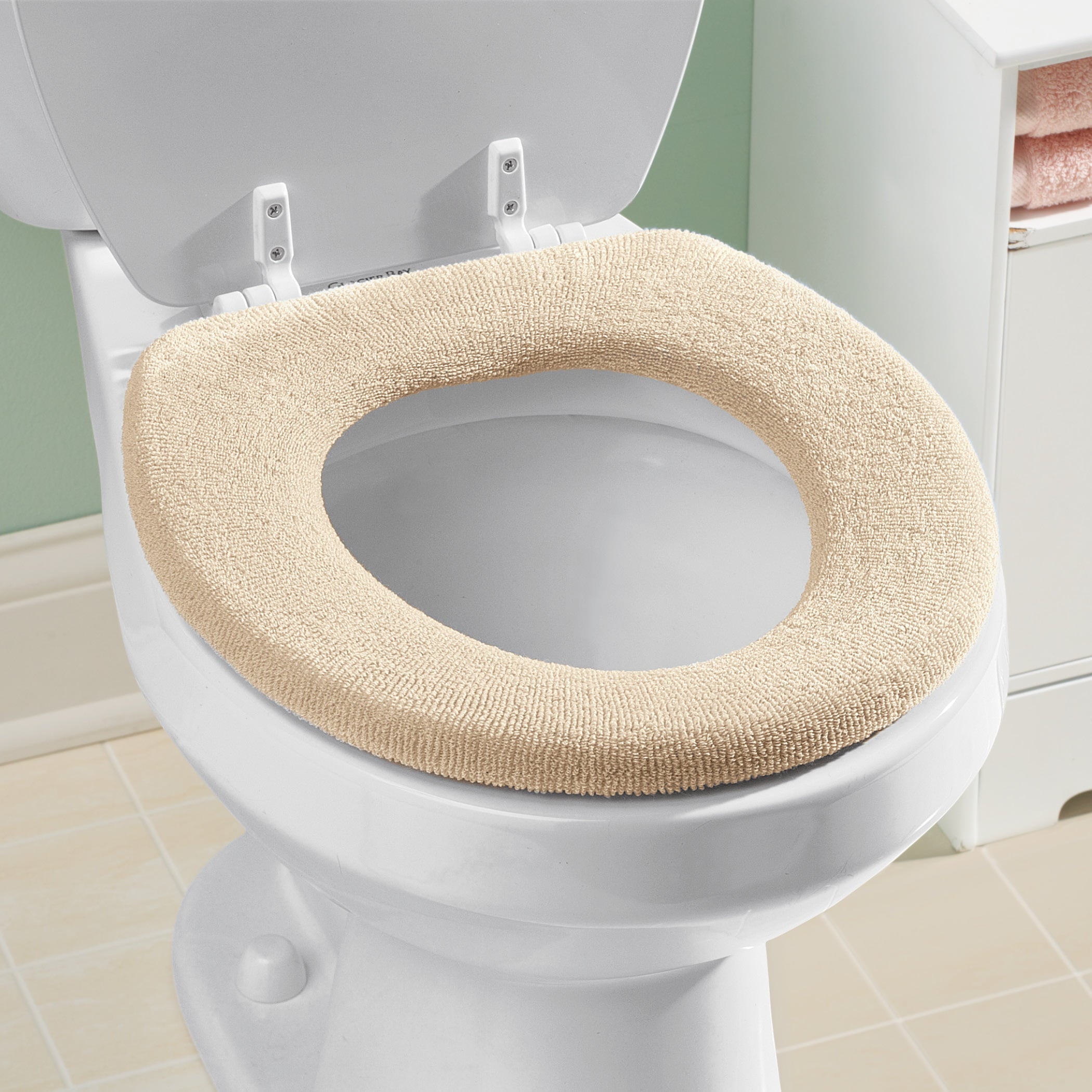 Collections Etc Soft n Comfy Cloth Toilet Seat Cover, Washable, Ivory