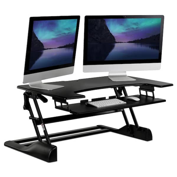 48 in. Black Extra-Wide Height Adjustable Standing Desk Converter