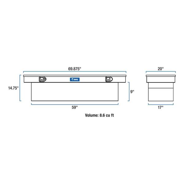 69 in. Gloss Black Aluminum Crossover Truck Tool Box (Heavy Packaging)