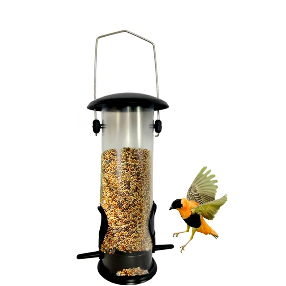 Oyajia Bird Feeders Tube Hanging, 2-Port, Outdoor Premium Thick Hard Plastic Tube Bird Feeder, Chew-Proof and Weather Resistant