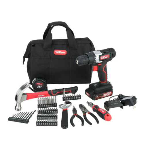20V Max Lithium-Ion 3/8 inch Cordless Drill, 70-Piece Home Tool Set