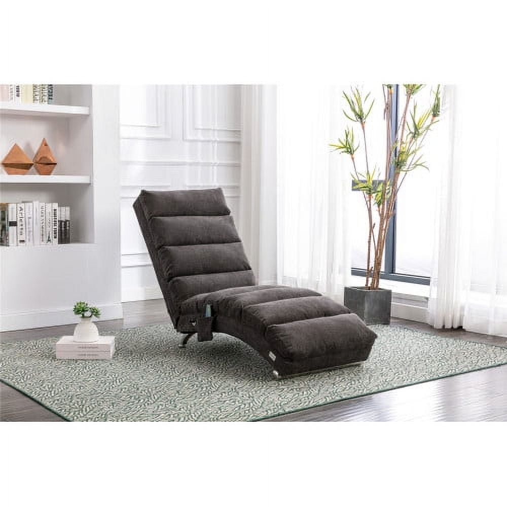 COOLMORE Linen Chaise Lounge Indoor Chair, Modern Long Lounger for Office or Living Room (Dark Gray)