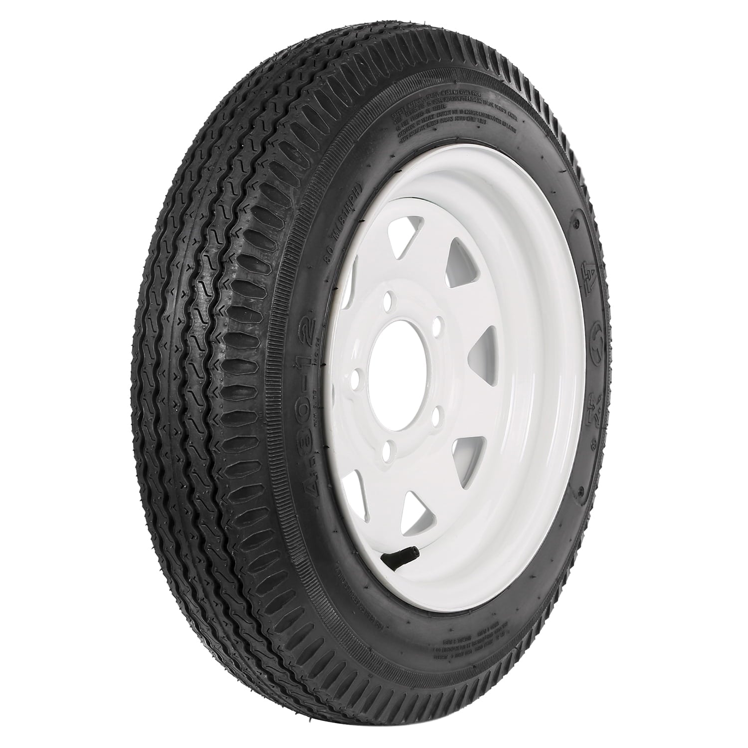 1AutoDepot 4.80-12 4.80x12 480-12 4.8-12 Trailer Tires with Rims, 5 Lug 6PR Load Range C, Set of 2