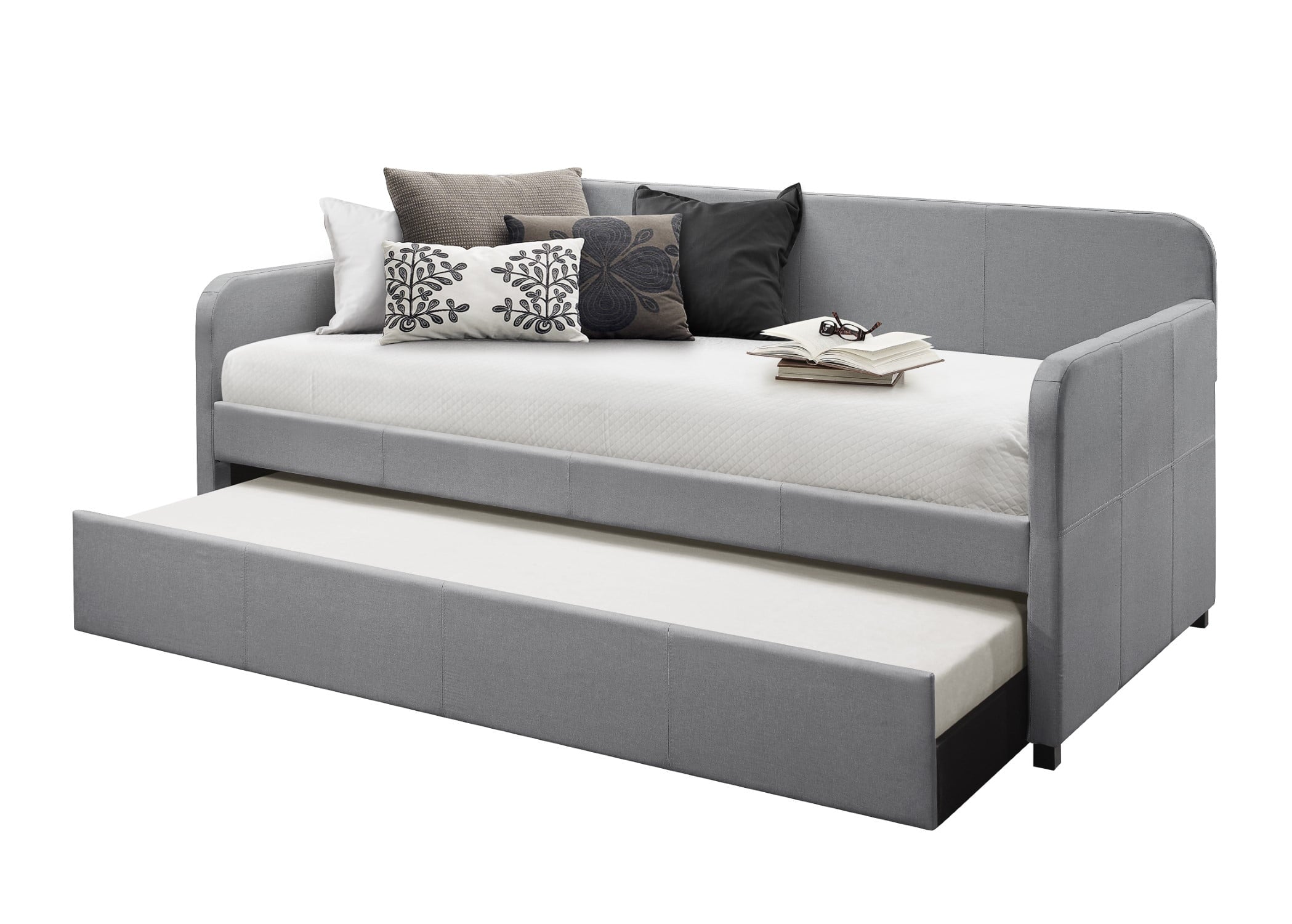HMD Tiara Upholstered Twin Daybed with Trundle, Gray
