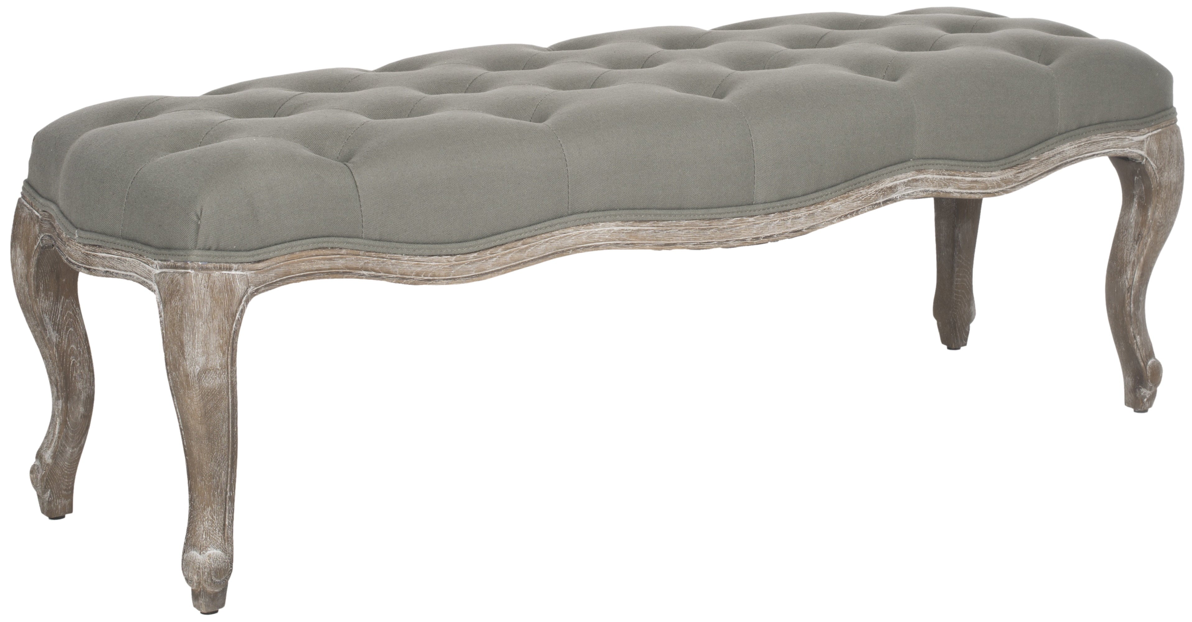 SAFAVIEH Ramsey Traditional Glam Tufted Bench, Sea Mist