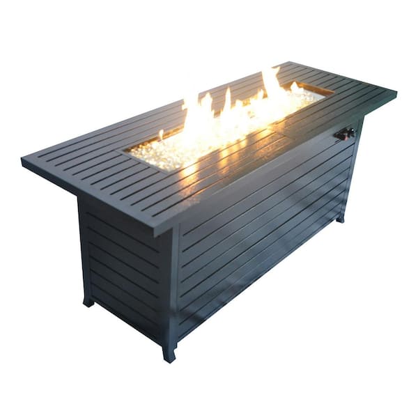 57 in. Metal Outdoor Propane Fire Pits Table with Lid