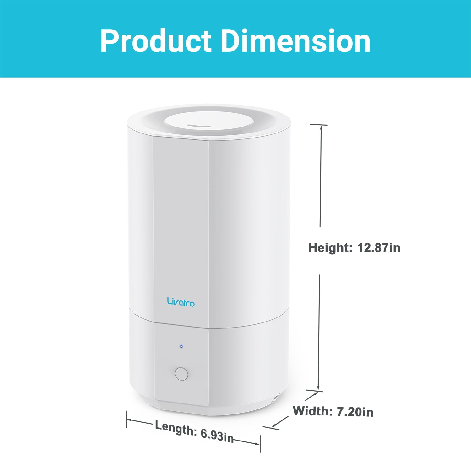 Livatro 4L Top Fill Humidifiers for Bedroom Large Room Nursery, Cool Mist Humidifier With Ultrasonic Quiet, Auto Shut-off and Easy to Clean, Last up to 40 Hours, White