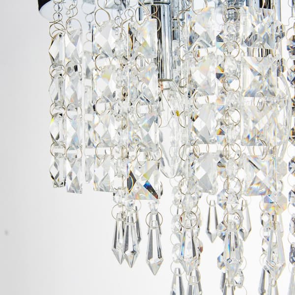 11 in. 5-Light Chrome Flush Mount Chandelier with K9 Crystals