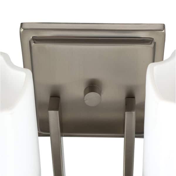 Architecture 4-Light 32.75 in. Brushed Nickel Transitional Bathroom Vanity Light with Etched White Glass Shades