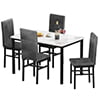 Paproos Dining Table Set for 4, Modern 5-Piece Kitchen Table Set with Marble Top and Velvet Upholstery Chairs, Heavy Duty Dinette Sets for Breakfast Nook, Dining Room Table and Chairs, Gray