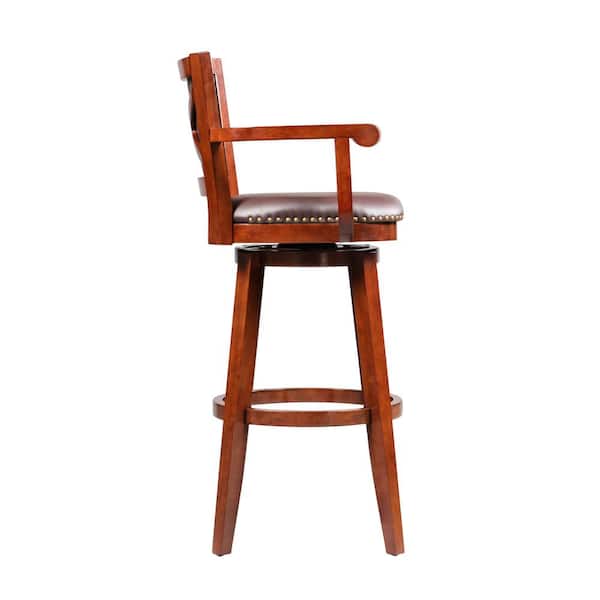 Broadmoor 60 in. H Cherry Wood 34 in. Barstool with Arms