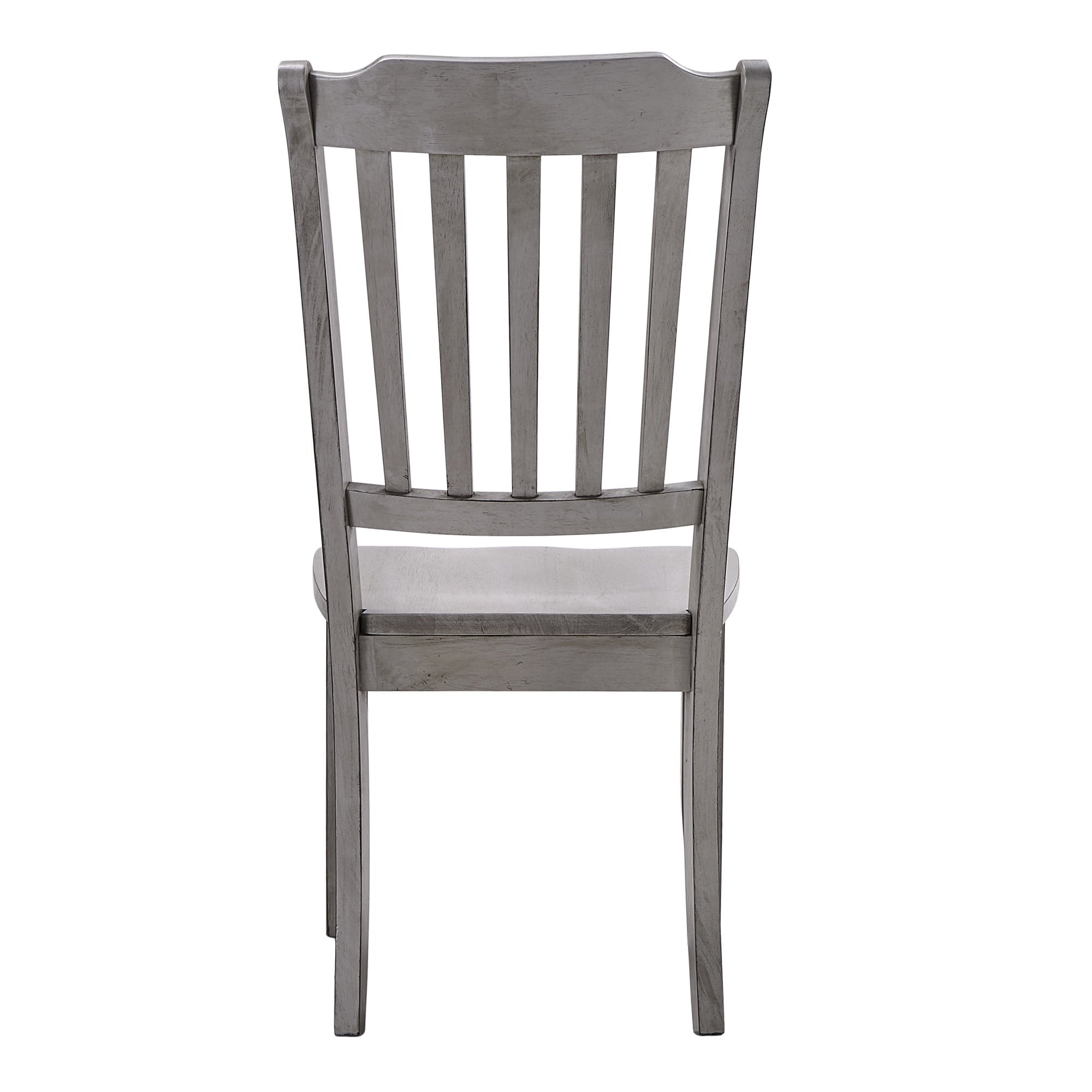 Weston Home Farmhouse Slat Back Wood Dining Chairs, Set of 2, Antique Grey Finish