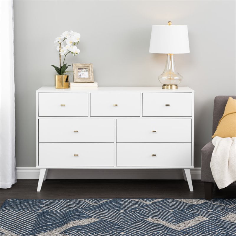 Home Square 2-Piece Set with Modern Tall 6-Drawer Chest & 7 Drawer Dresser