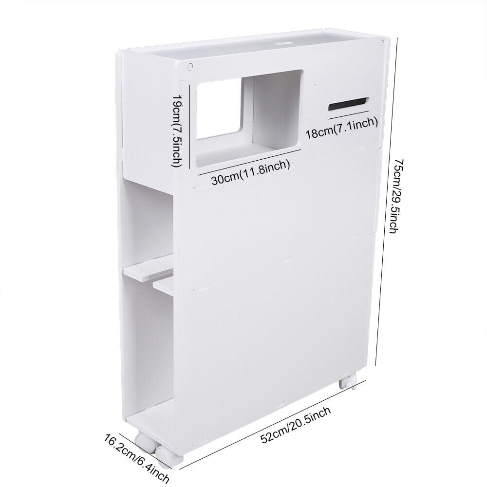 Bathroom Floor Cabinet Storage Organizer with Shelf Free Standing Cabinet White