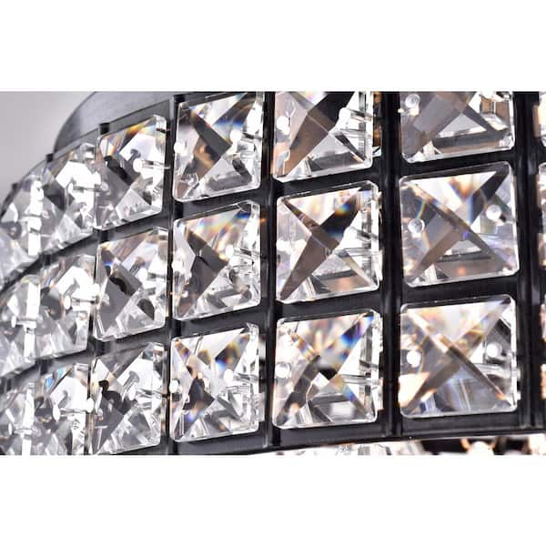 Alyvia 15 in. 4-Light Modern Antique Black Glam Drum Crystal Flush Mount