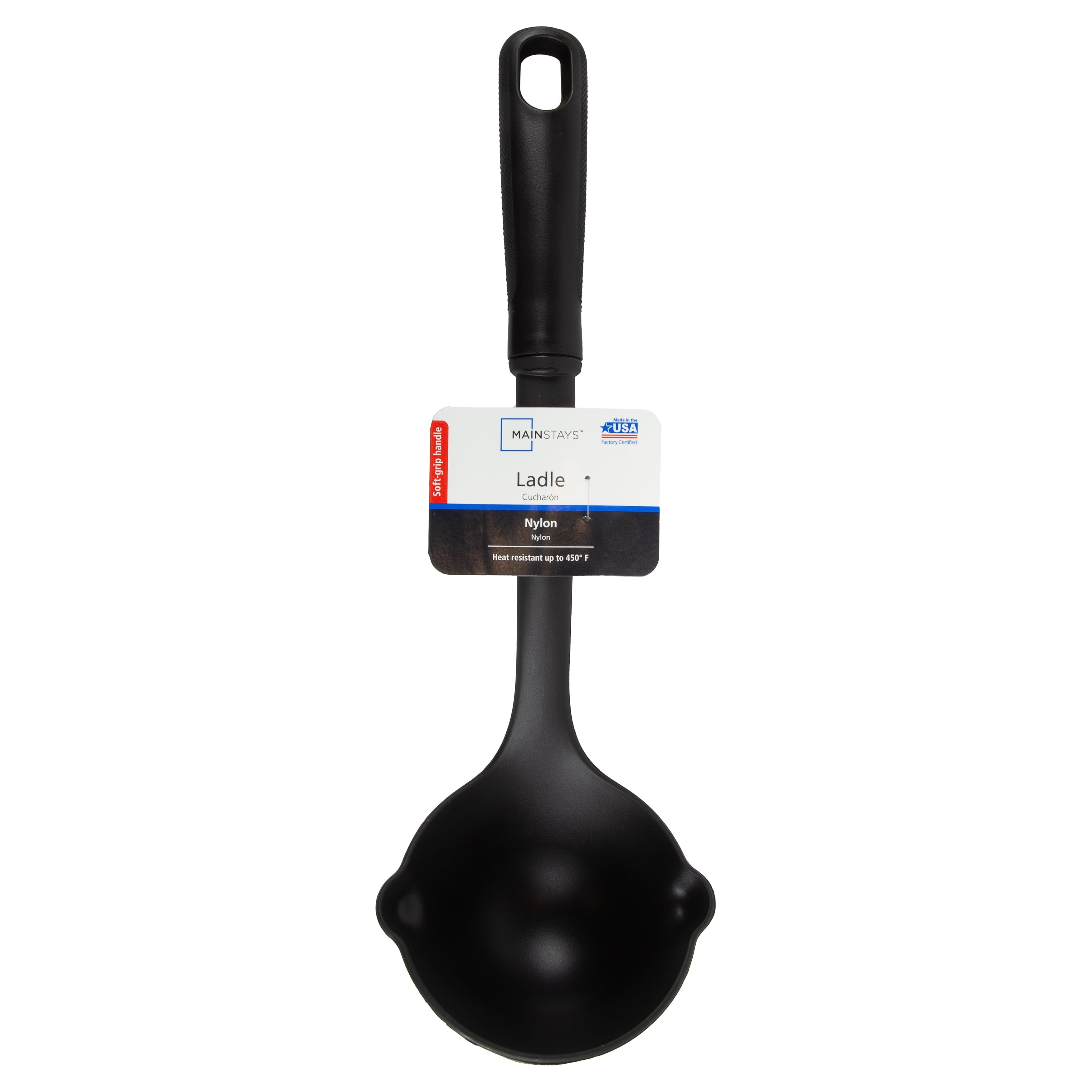 Mainstays Nylon Serving Ladle, Soft-Touch Diamond-Pattern Grip, Black