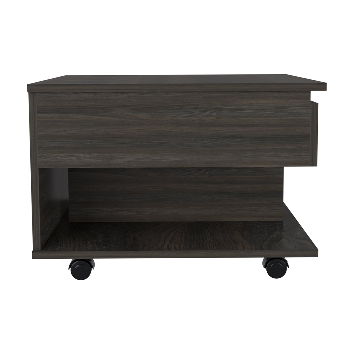 Cterwk Lift Top Coffee Table, Casters, 1 Shelf, Dark Brown