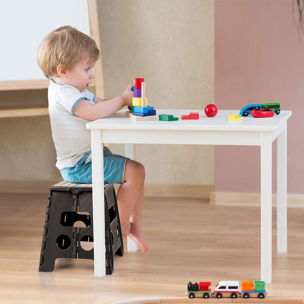 ACSTEP Folding Step Stool 13'' Tall Kids Step Stool Plastic Step Stools with Non-Slip Surface - Black