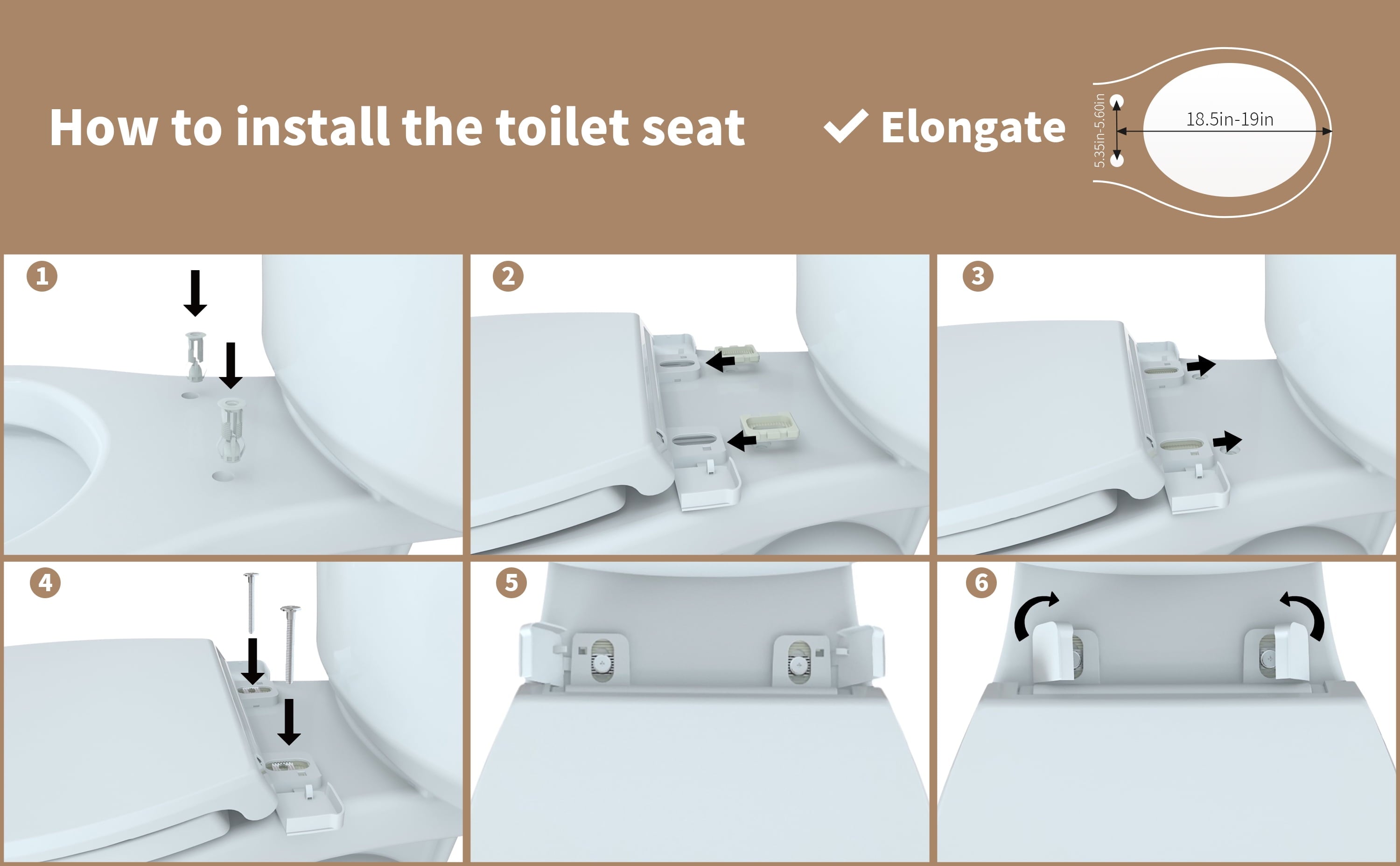 R&T B1130 Toilet Seat 400 pound Oval Plastic Toilet Seat Soft Close No Slam White