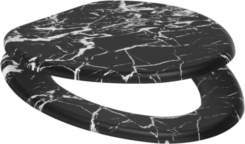 ELONGATED, Silent Slow Close, Molded Wood Adjusting Toilet Seat, Marble Black