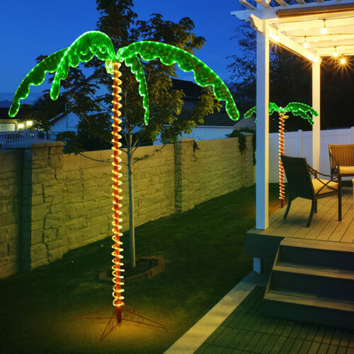 7 FT Tropical LED Rope Light Palm Tree Pre-Lit Artificial Palm Tree Decor